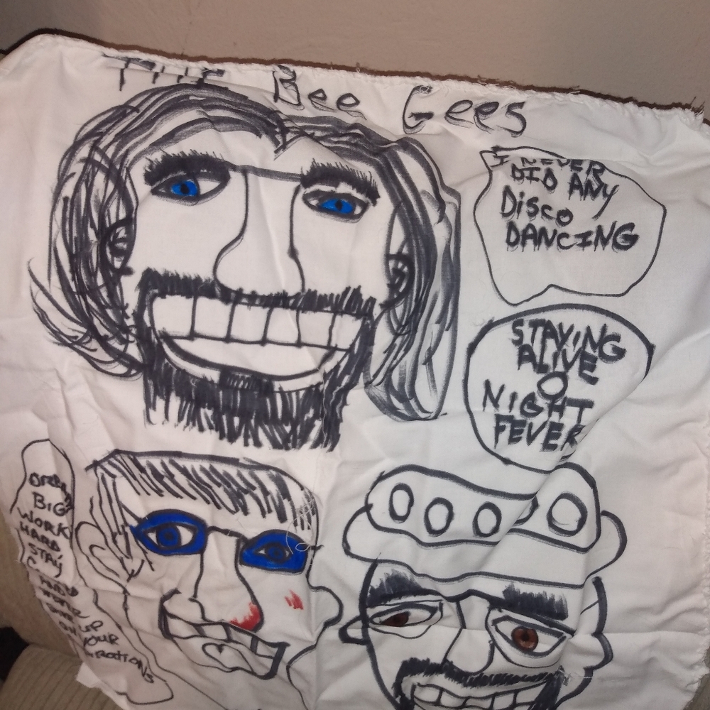 Hand-Drawn Bee Gees Themed Pillowcase
